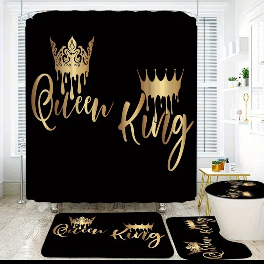 King and Queen Shower Curtain Set
